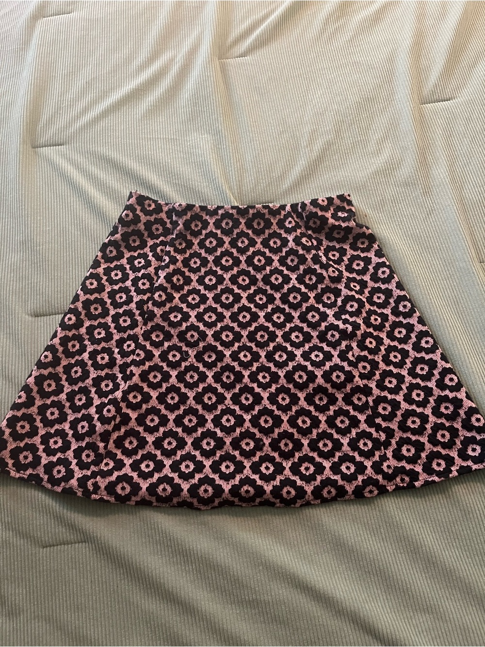 Zara Pink and Black Floral Circle Skirt